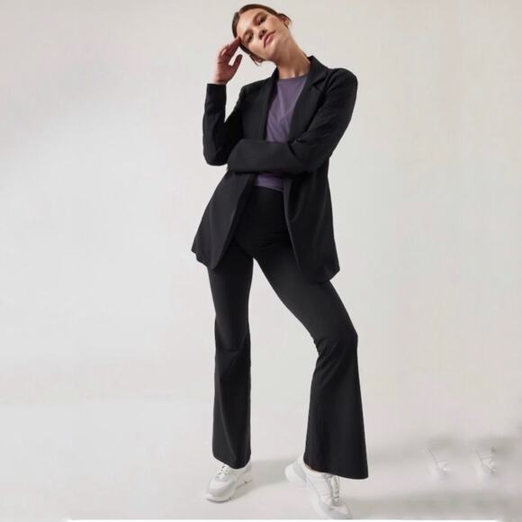 Athleta Black Salutation Stash Rib Flare Leggings Sz M - Picture 11 of 14